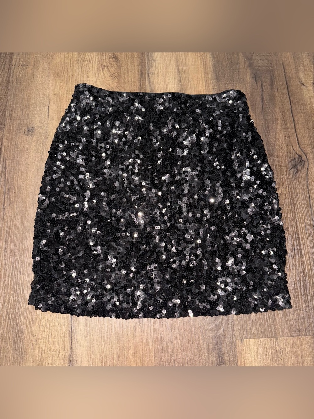 Maner Black Sequin Sparkle Mini Skirt Size Large